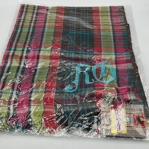 Robert Graham Multi-Colored Scarf w/ Blue Embroidered RG